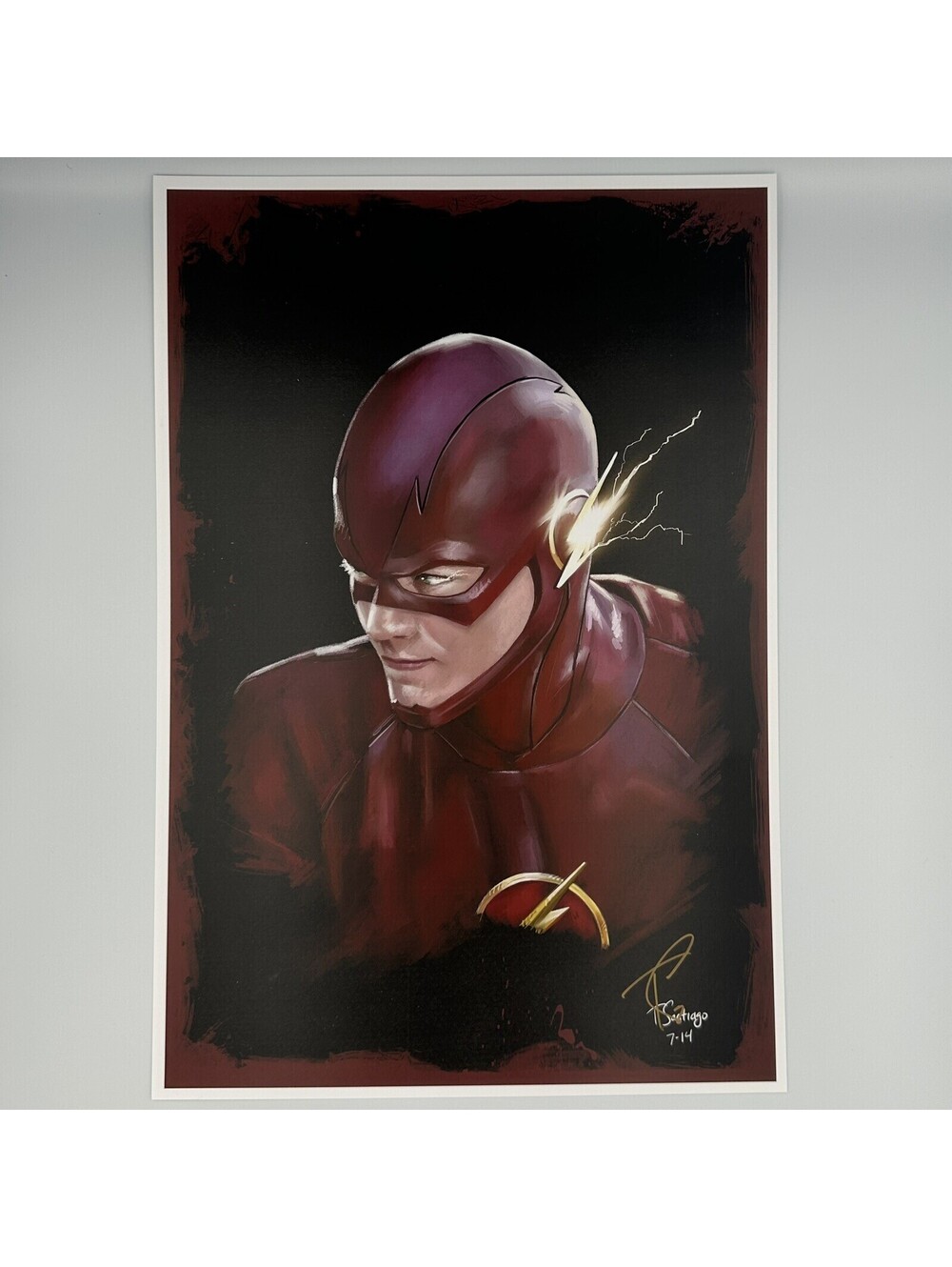 The Flash 13x19 Signed Lithograph by Tony Santiago Pristine COA DC Comics